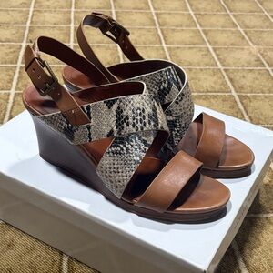 Cole Haan Brown and Snake Print Wedges
